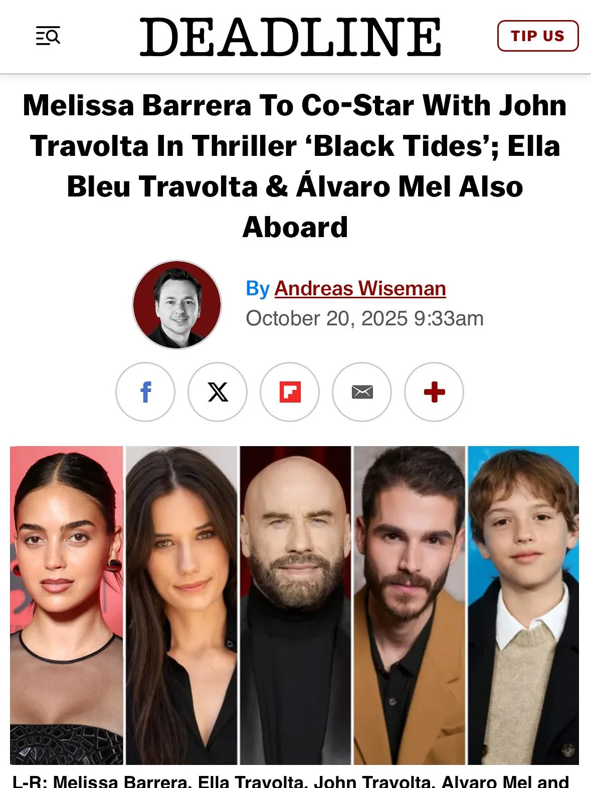 Мелісса Баррера отримала роль у фільмі Black Tides